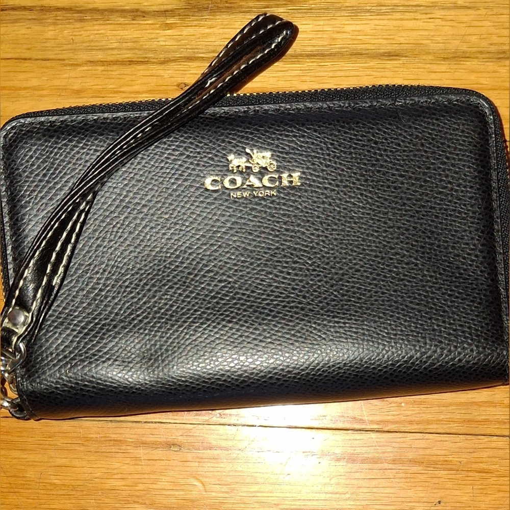 Coach Black Leather Wristlet